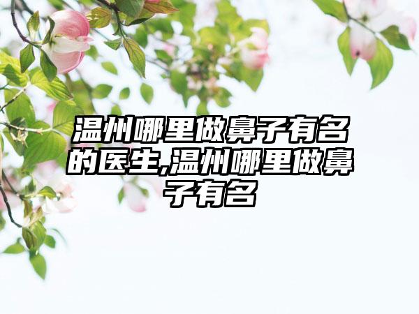 温州哪里做鼻子有名的医生,温州哪里做鼻子有名