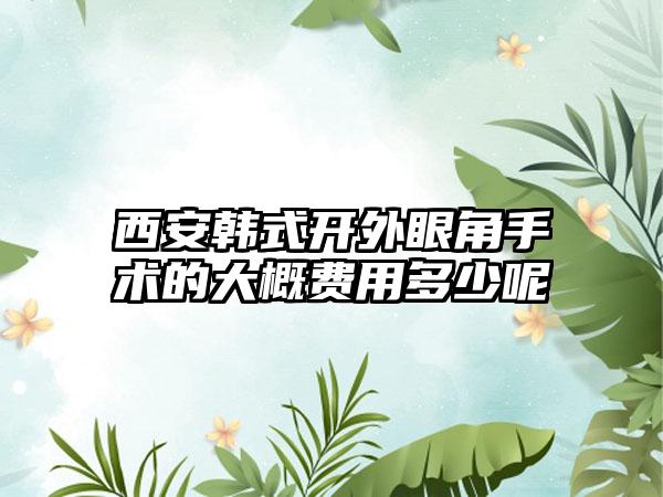 西安韩式开外眼角手术的大概费用多少呢