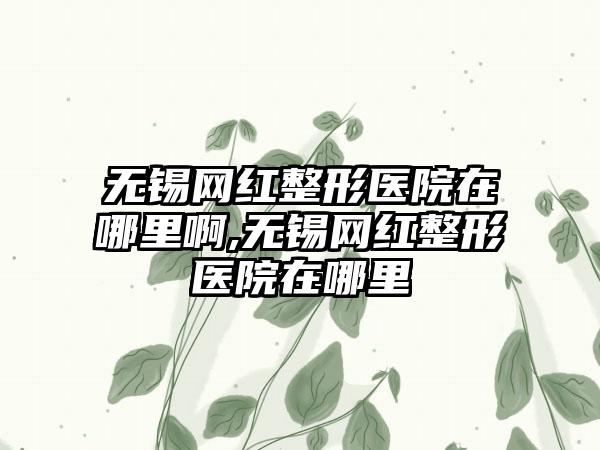 无锡网红整形医院在哪里啊,无锡网红整形医院在哪里