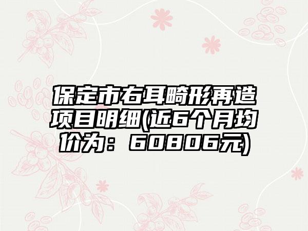 保定市右耳畸形再造项目明细(近6个月均价为：60806元)