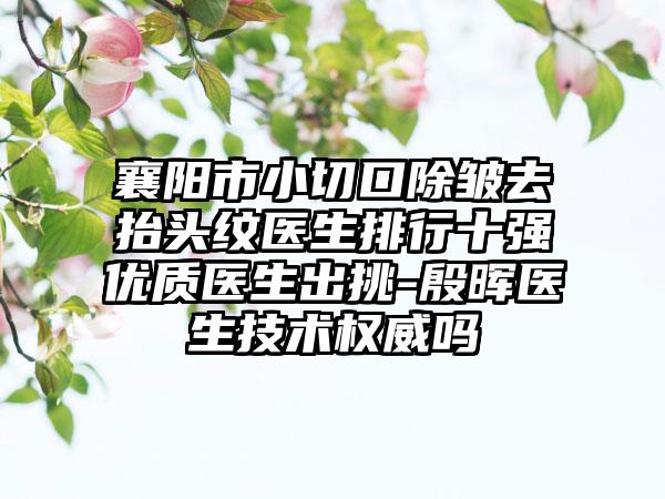 襄阳市小切口除皱去抬头纹医生排行十强优质医生出挑-殷晖医生技术权威吗