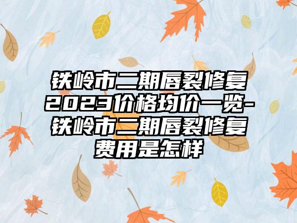 铁岭市二期唇裂修复2023价格均价一览-铁岭市二期唇裂修复费用是怎样