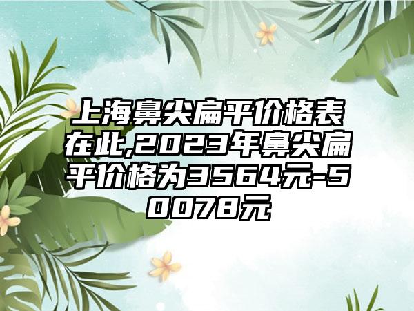 上海鼻尖扁平价格表在此,2023年鼻尖扁平价格为3564元-50078元