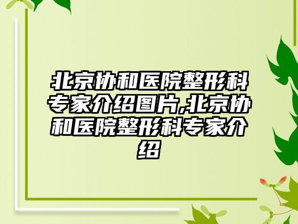 北京协和医院整形科骨干医生介绍图片,北京协和医院整形科骨干医生介绍