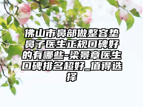 佛山市鼻部做整容垫鼻子医生正规口碑好的有哪些-梁景章医生口碑排名超好_值得选择