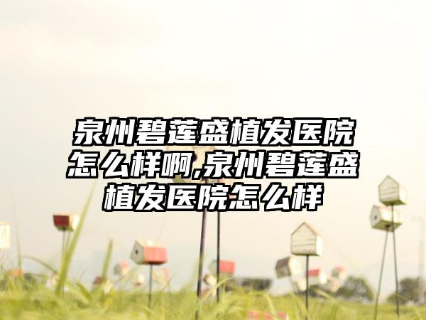 泉州碧莲盛植发医院怎么样啊,泉州碧莲盛植发医院怎么样