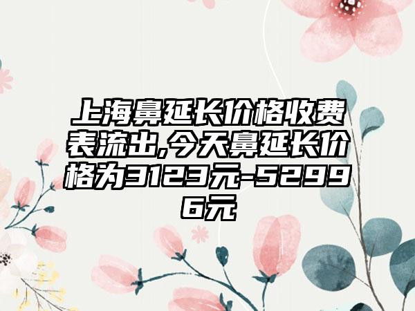 上海鼻延长价格收费表流出,今天鼻延长价格为3123元-52996元