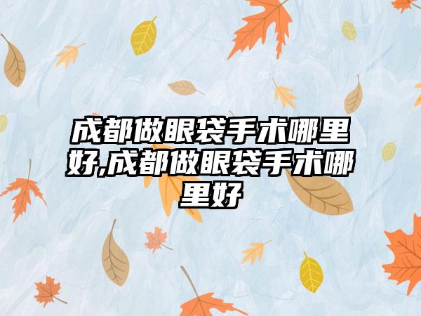 成都做眼袋手术哪里好,成都做眼袋手术哪里好