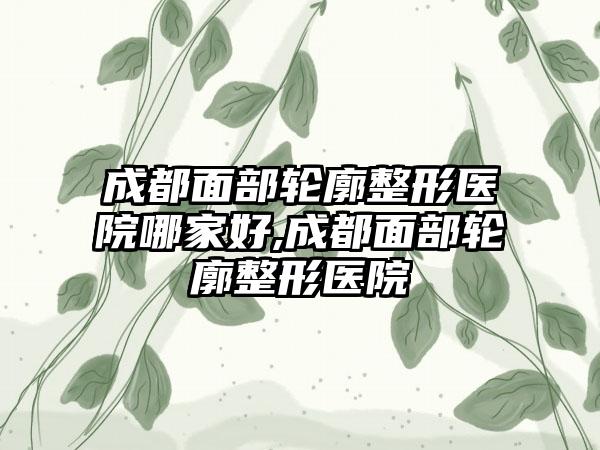 成都面部轮廓整形医院哪家好,成都面部轮廓整形医院