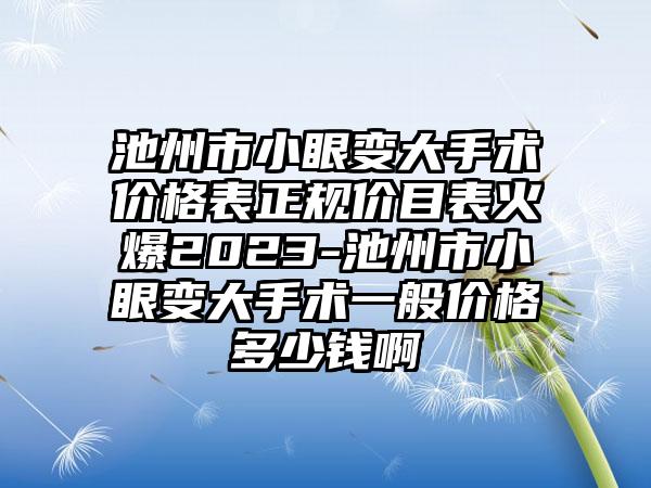 池州市小眼变大手术价格表正规价目表火爆2023-池州市小眼变大手术一般价格多少钱啊