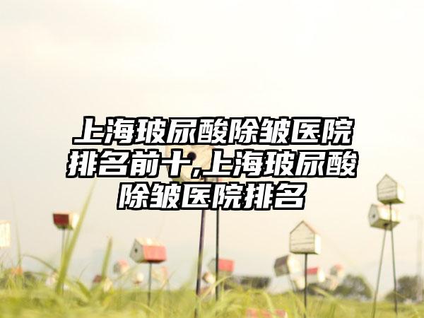 上海玻尿酸除皱医院排名前十,上海玻尿酸除皱医院排名