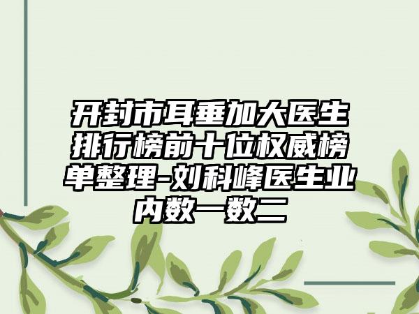 开封市耳垂加大医生排行榜前十位权威榜单整理-刘科峰医生业内数一数二