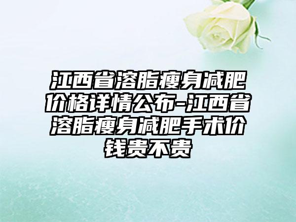 江西省溶脂瘦身减肥价格详情公布-江西省溶脂瘦身减肥手术价钱贵不贵