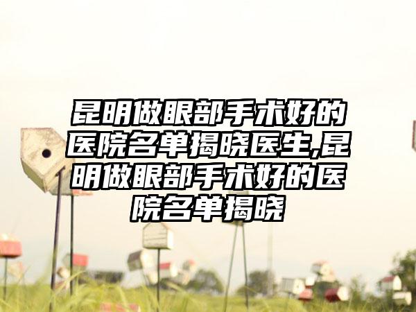 昆明做眼部手术好的医院名单揭晓医生,昆明做眼部手术好的医院名单揭晓