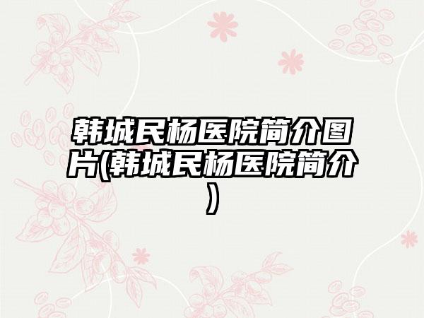 韩城民杨医院简介图片(韩城民杨医院简介)