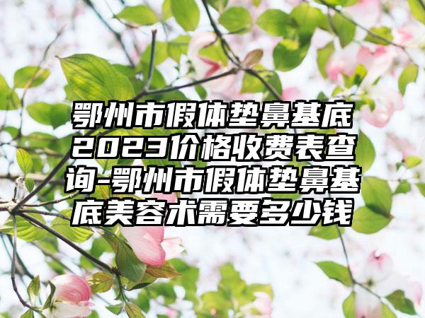 鄂州市假体垫鼻基底2023价格收费表查询-鄂州市假体垫鼻基底美容术需要多少钱