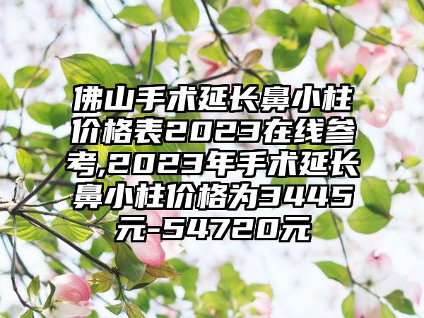 佛山手术延长鼻小柱价格表2023在线参考,2023年手术延长鼻小柱价格为3445元-54720元