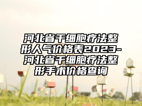 河北省干细胞疗法整形人气价格表2023-河北省干细胞疗法整形手术价格查询