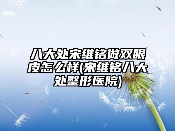 八大处宋维铭做双眼皮怎么样(宋维铭八大处整形医院)