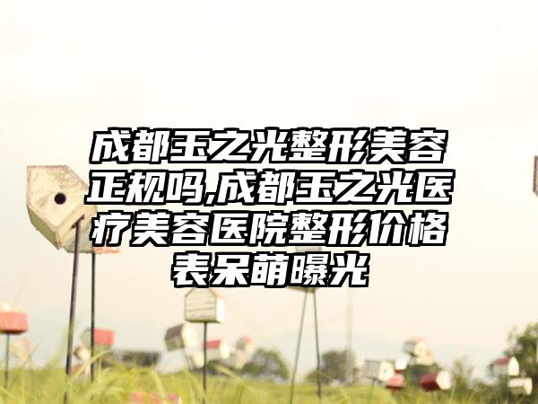 成都玉之光整形美容正规吗,成都玉之光医疗美容医院整形价格表呆萌曝光