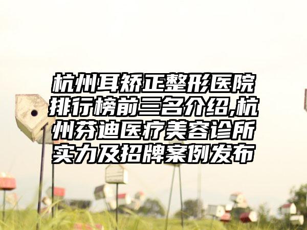 杭州耳矫正整形医院排行榜前三名介绍,杭州芬迪医疗美容诊所实力及招牌实例发布