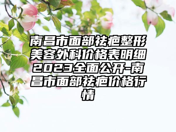 南昌市面部祛疤整形美容外科价格表明细2023多面公开-南昌市面部祛疤价格行情