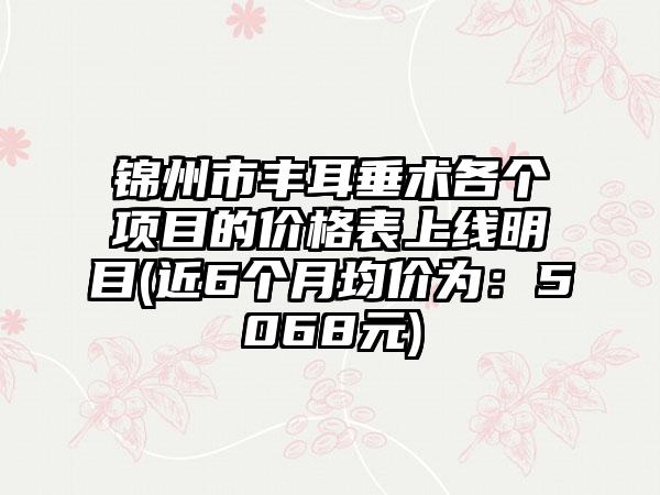 锦州市丰耳垂术各个项目的价格表上线明目(近6个月均价为：5068元)