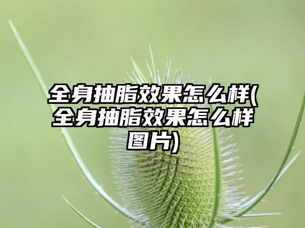 全身抽脂成果怎么样(全身抽脂成果怎么样图片)