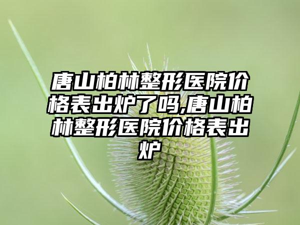 唐山柏林整形医院价格表出炉了吗,唐山柏林整形医院价格表出炉