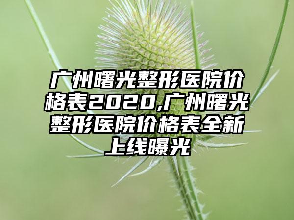 广州曙光整形医院价格表2020,广州曙光整形医院价格表全新上线曝光