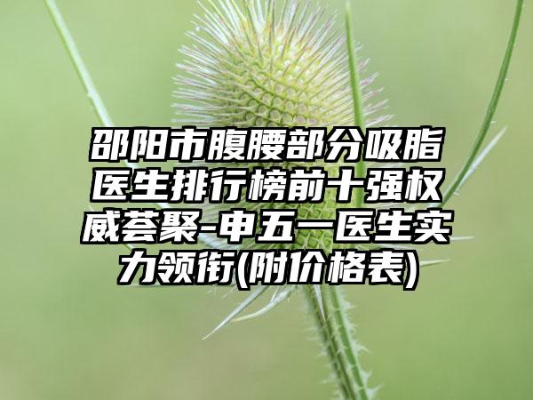 邵阳市腹腰部分吸脂医生排行榜前十强权威荟聚-申五一医生实力领衔(附价格表)