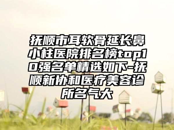 抚顺市耳软骨延长鼻小柱医院排名榜top10强名单精选如下-抚顺新协和医疗美容诊所名气大