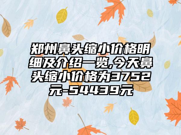 郑州鼻头缩小价格明细及介绍一览,今天鼻头缩小价格为3752元-54439元