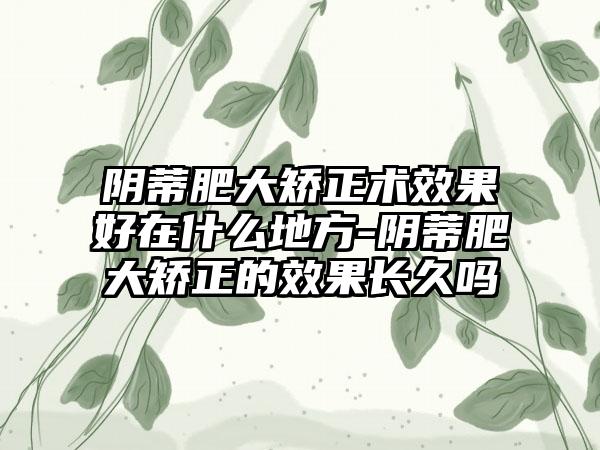 阴蒂肥大矫正术成果好在什么地方-阴蒂肥大矫正的成果长久吗