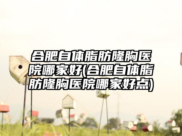 合肥自体脂肪隆胸医院哪家好(合肥自体脂肪隆胸医院哪家好点)