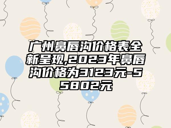 广州鼻唇沟价格表全新呈现,2023年鼻唇沟价格为3123元-55802元