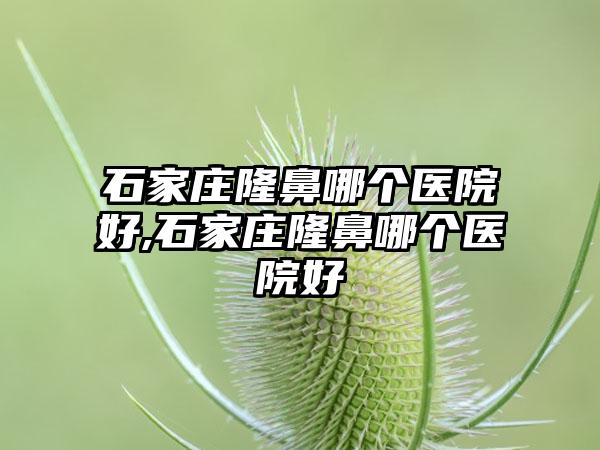 石家庄隆鼻哪个医院好,石家庄隆鼻哪个医院好