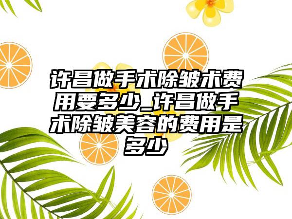 许昌做手术除皱术费用要多少_许昌做手术除皱美容的费用是多少