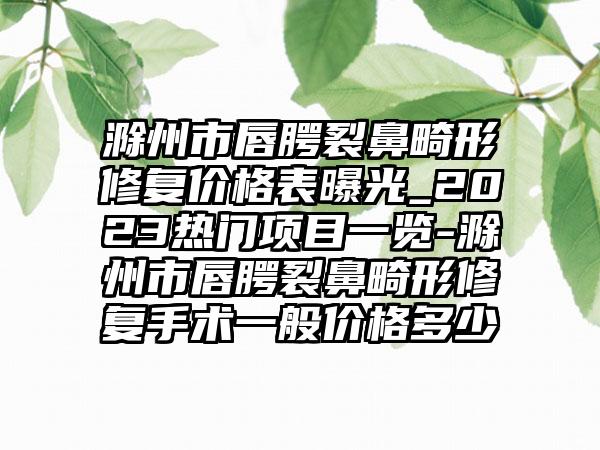 滁州市唇腭裂鼻畸形修复价格表曝光_2023热门项目一览-滁州市唇腭裂鼻畸形修复手术一般价格多少