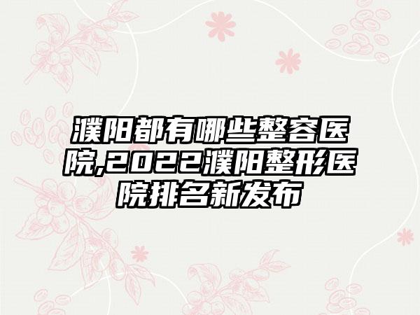 濮阳都有哪些整容医院,2022濮阳整形医院排名新发布