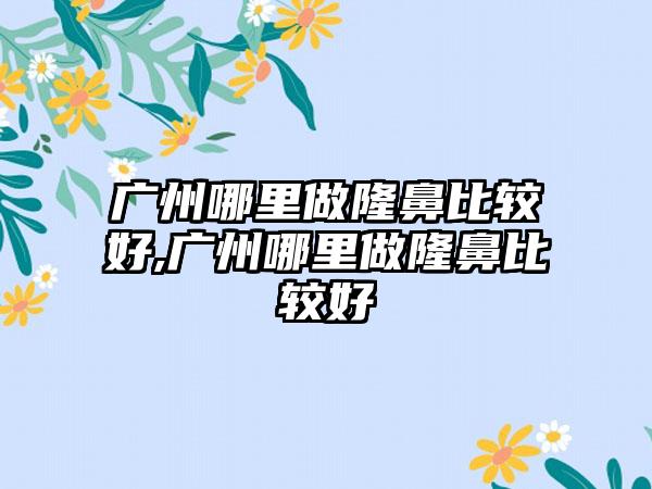 广州哪里做隆鼻比较好,广州哪里做隆鼻比较好