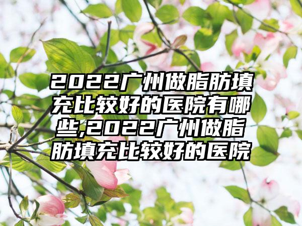 2022广州做脂肪填充比较好的医院有哪些,2022广州做脂肪填充比较好的医院