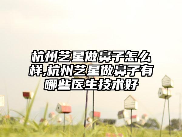 杭州艺星做鼻子怎么样,杭州艺星做鼻子有哪些医生技术好