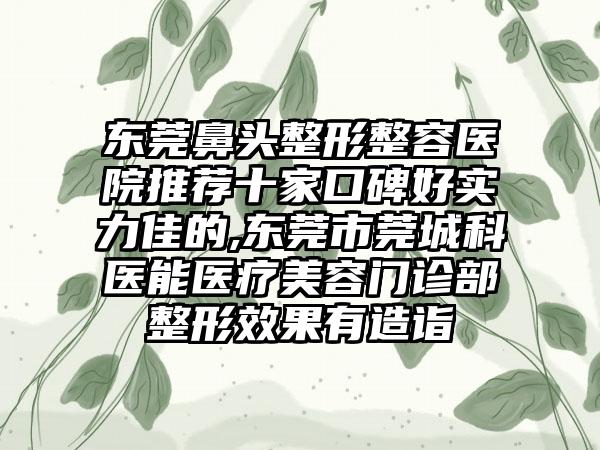 东莞鼻头整形整容医院推荐十家口碑好实力佳的,东莞市莞城科医能医疗美容门诊部整形成果有造诣