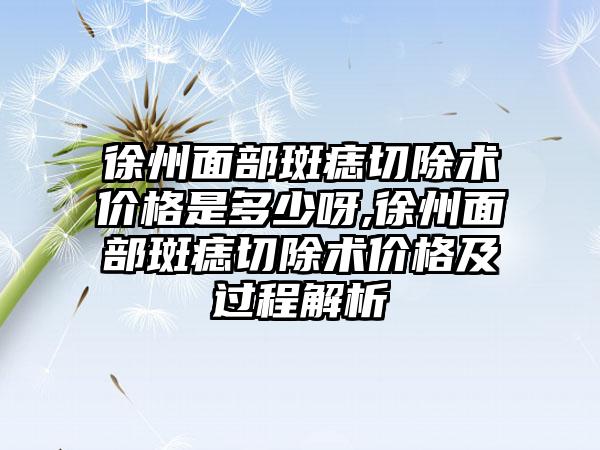 徐州面部斑痣切除术价格是多少呀,徐州面部斑痣切除术价格及过程解析