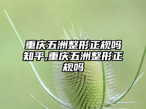 重庆五洲整形正规吗知乎,重庆五洲整形正规吗