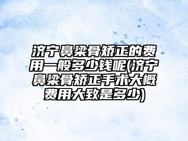 济宁鼻梁骨矫正的费用一般多少钱呢(济宁鼻梁骨矫正手术大概费用大致是多少)