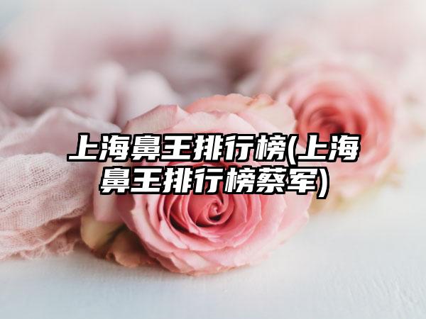 上海鼻王排行榜(上海鼻王排行榜蔡军)