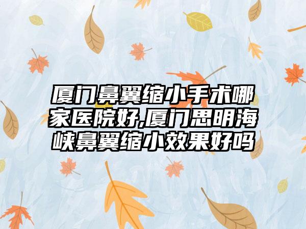 厦门鼻翼缩小手术哪家医院好,厦门思明海峡鼻翼缩小成果好吗