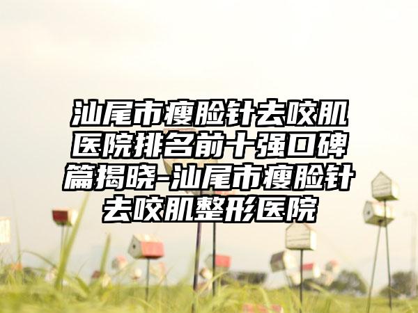 汕尾市瘦脸针去咬肌医院排名前十强口碑篇揭晓-汕尾市瘦脸针去咬肌整形医院